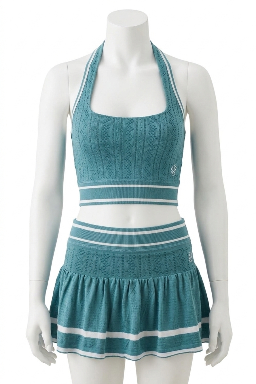 NEW FREE PEOPLE advantage halter to and skirt set in riptide/turquoise